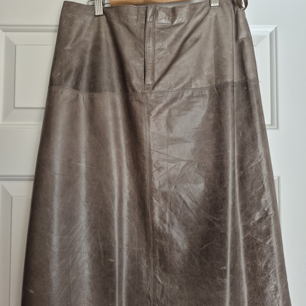 Banana Republic Brown/Khaki Leather A-Line Skirt